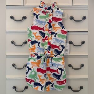 NWT Classic Prep Kids CPK Girls Dixie Romper Whale Watch Print Size 5